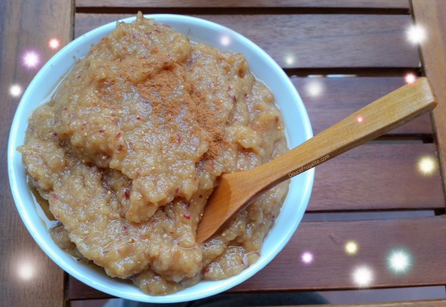 compote crue brillante - 8 grandes figues réhydratées et 2 pommes