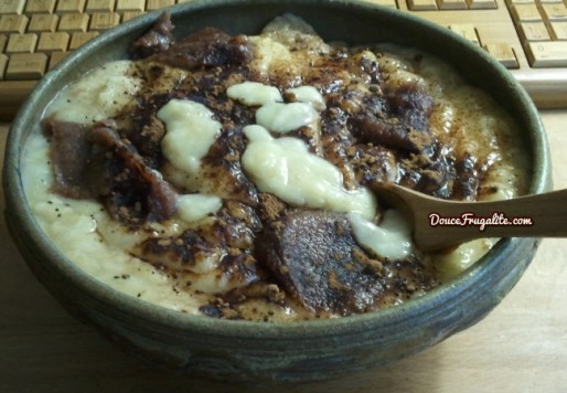 Purée de bananes, poudre de caroube et crème de châtaignes