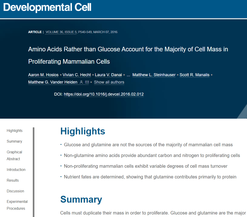 Cette étude scientifique montre que ce sont les acides aminés, et non pas le sucre, qui fournissent la plupart des éléments constitutifs aux cellules tumorales.